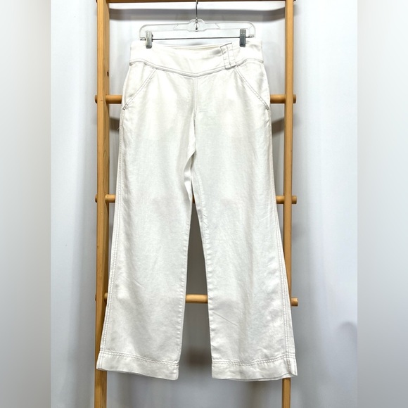 ATHLETA White linen wide leg elastic waist pants size SP - Picture 7 of 13
